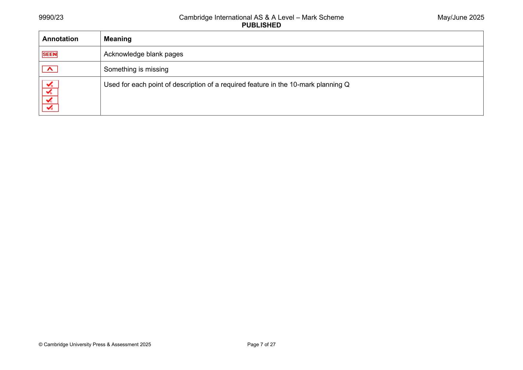 Mark scheme, page 7 of 27