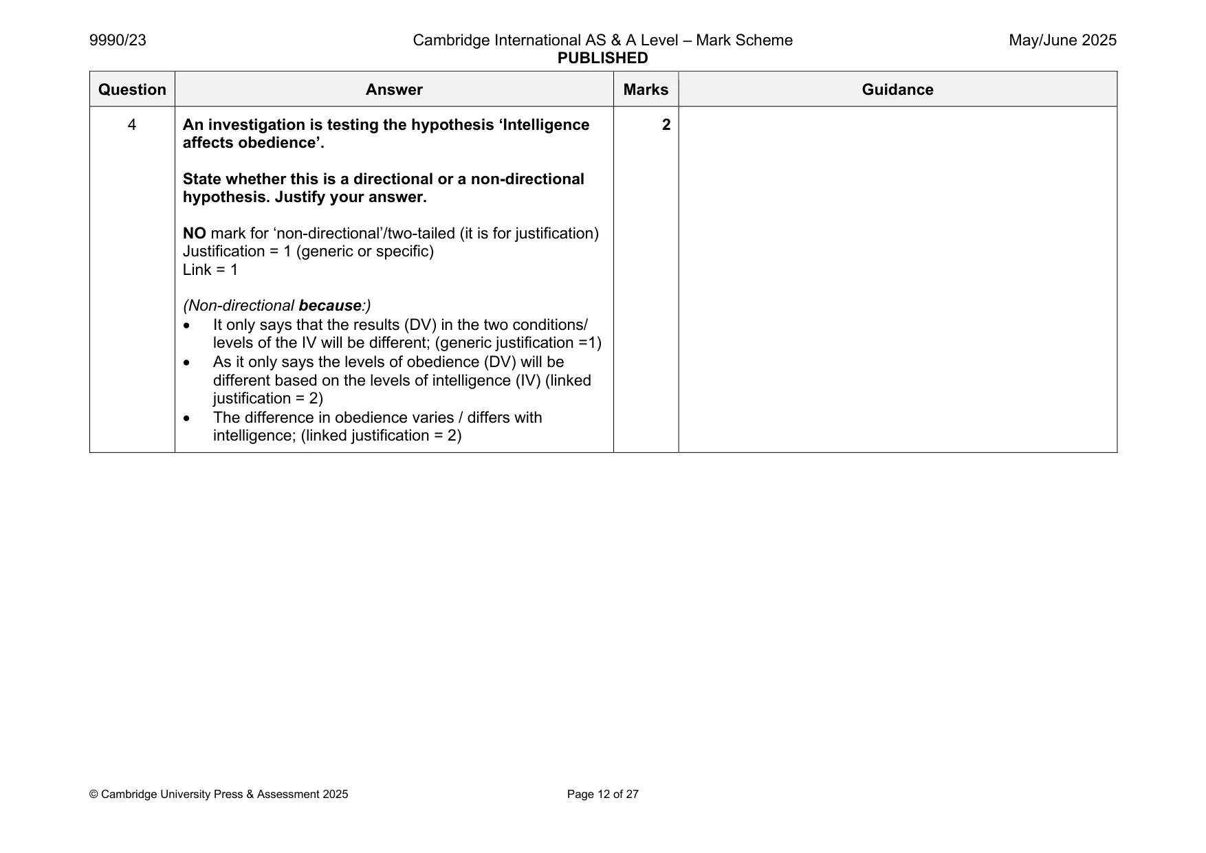 Mark scheme, page 12 of 27