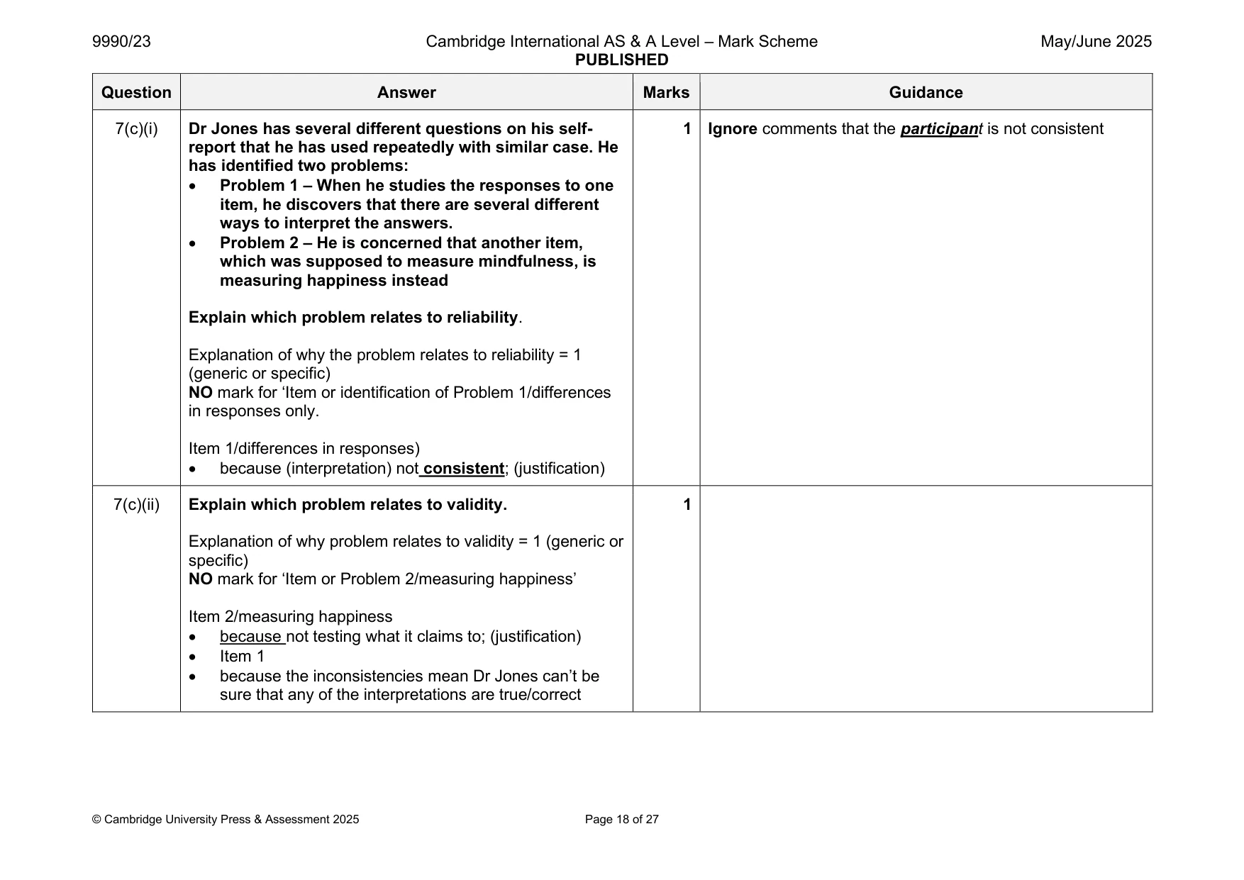 Mark scheme, page 18 of 27
