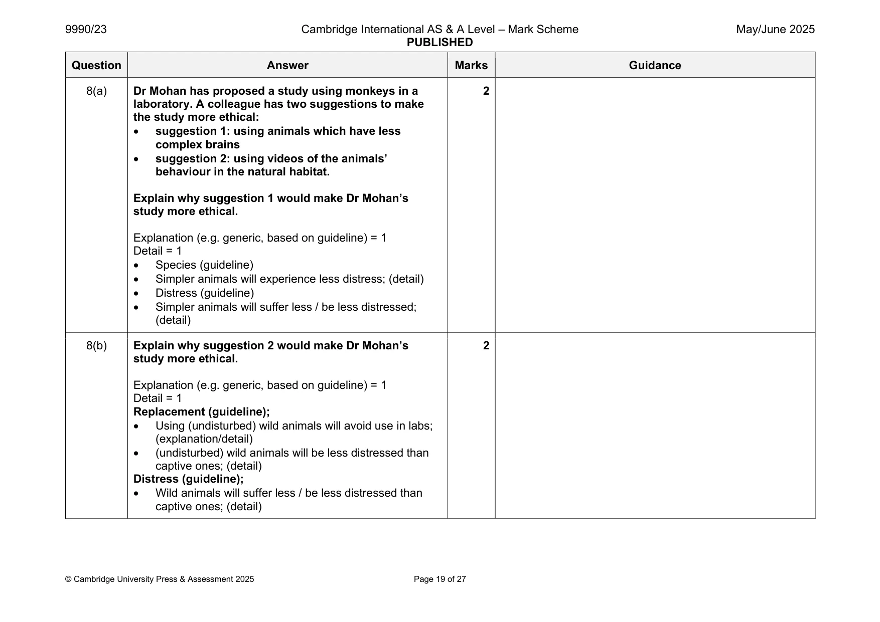 Mark scheme, page 19 of 27
