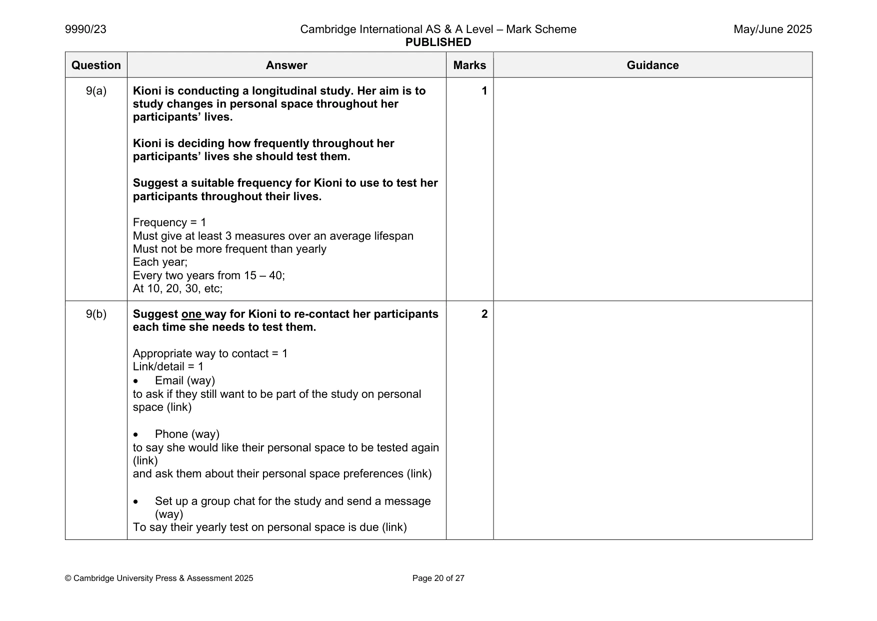 Mark scheme, page 20 of 27