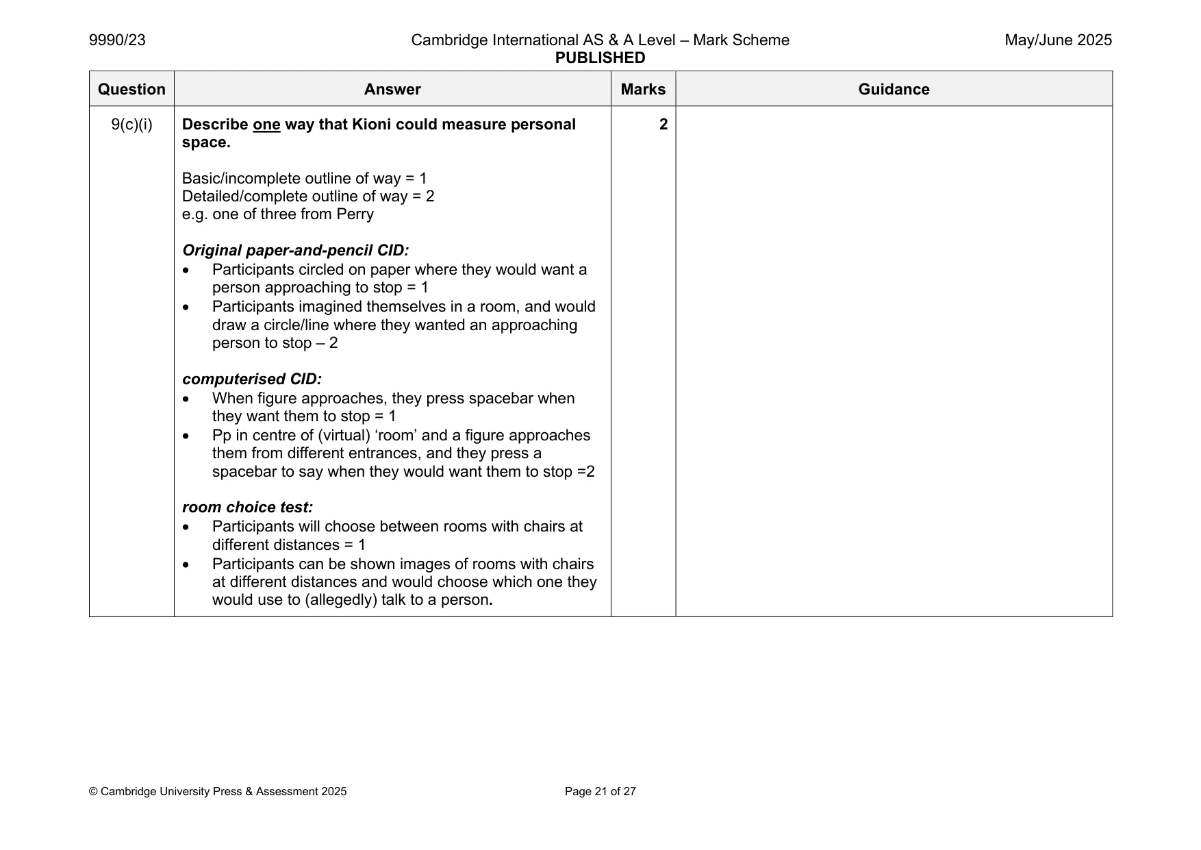 Mark scheme, page 21 of 27