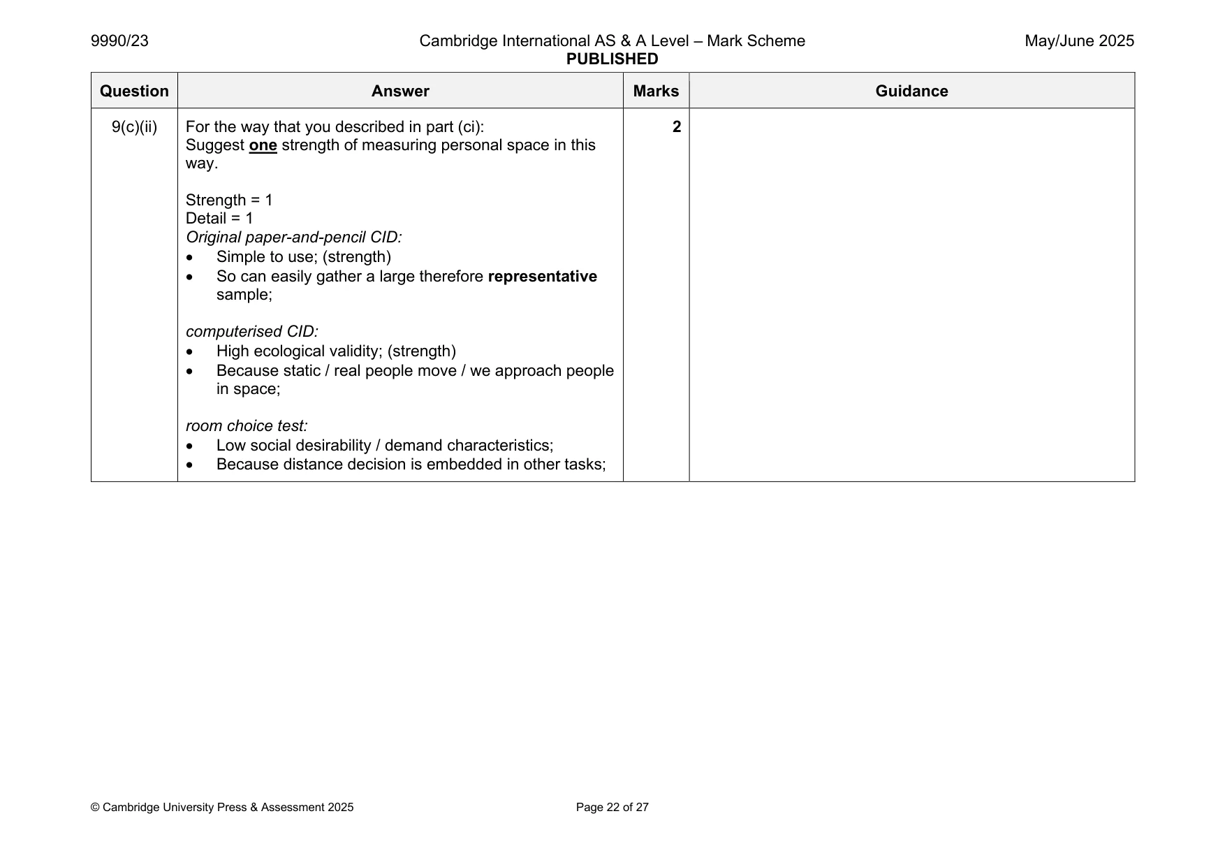 Mark scheme, page 22 of 27