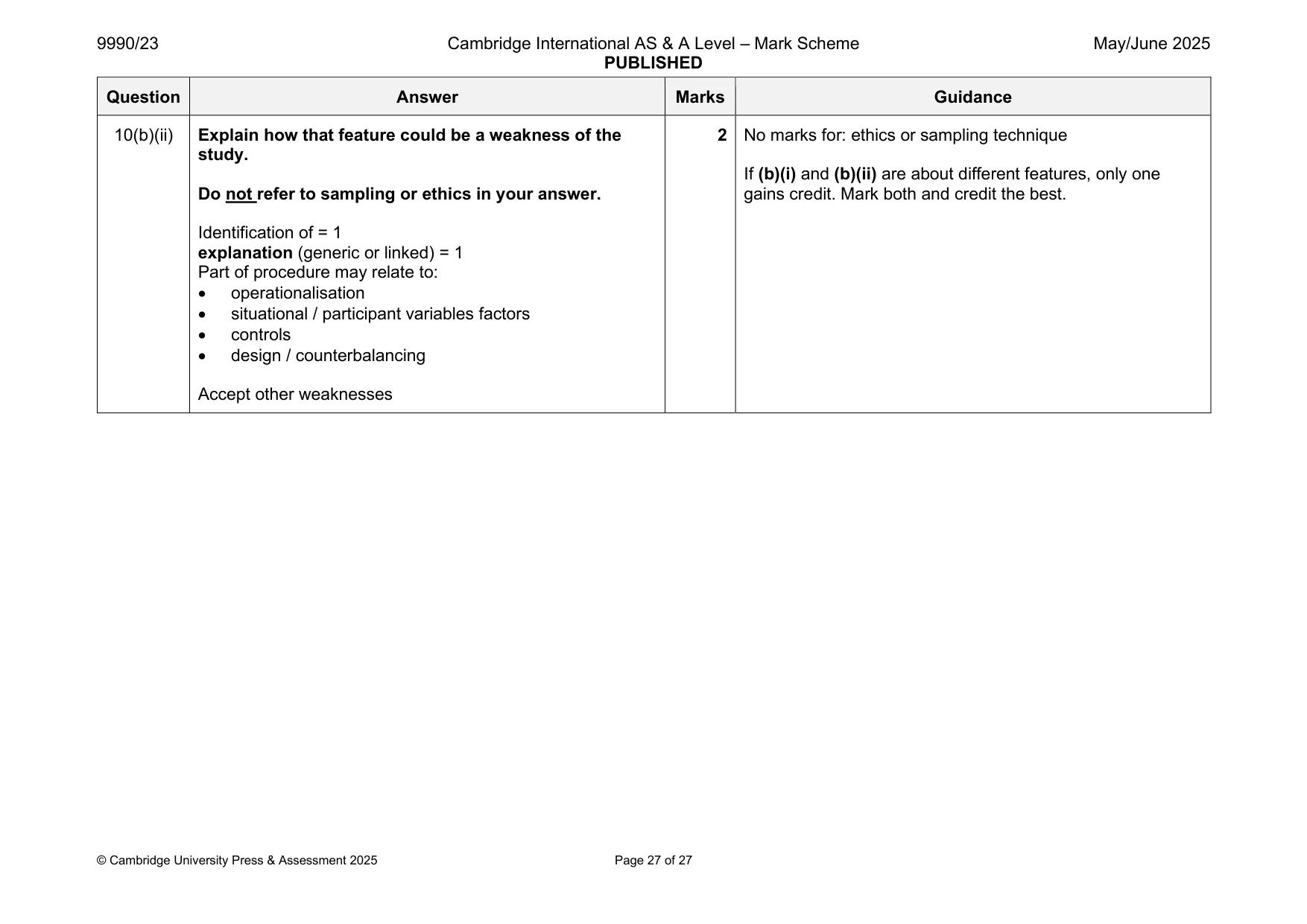 Mark scheme, page 27 of 27