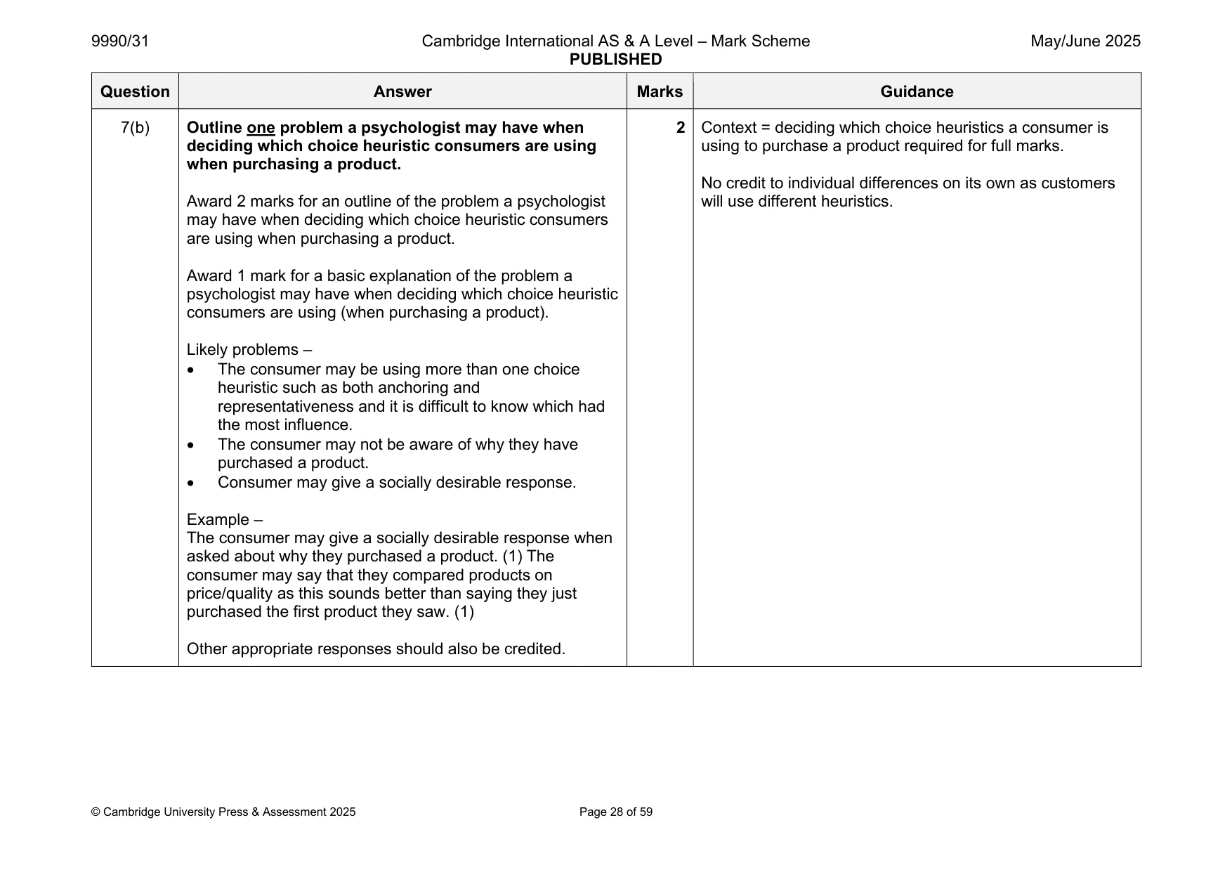 Mark scheme, page 28 of 59