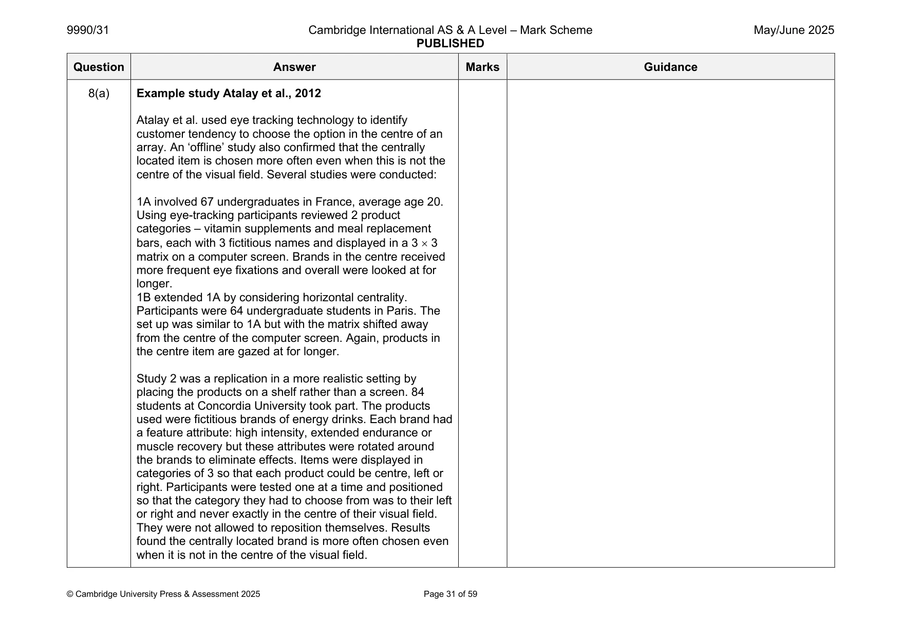 Mark scheme, page 31 of 59