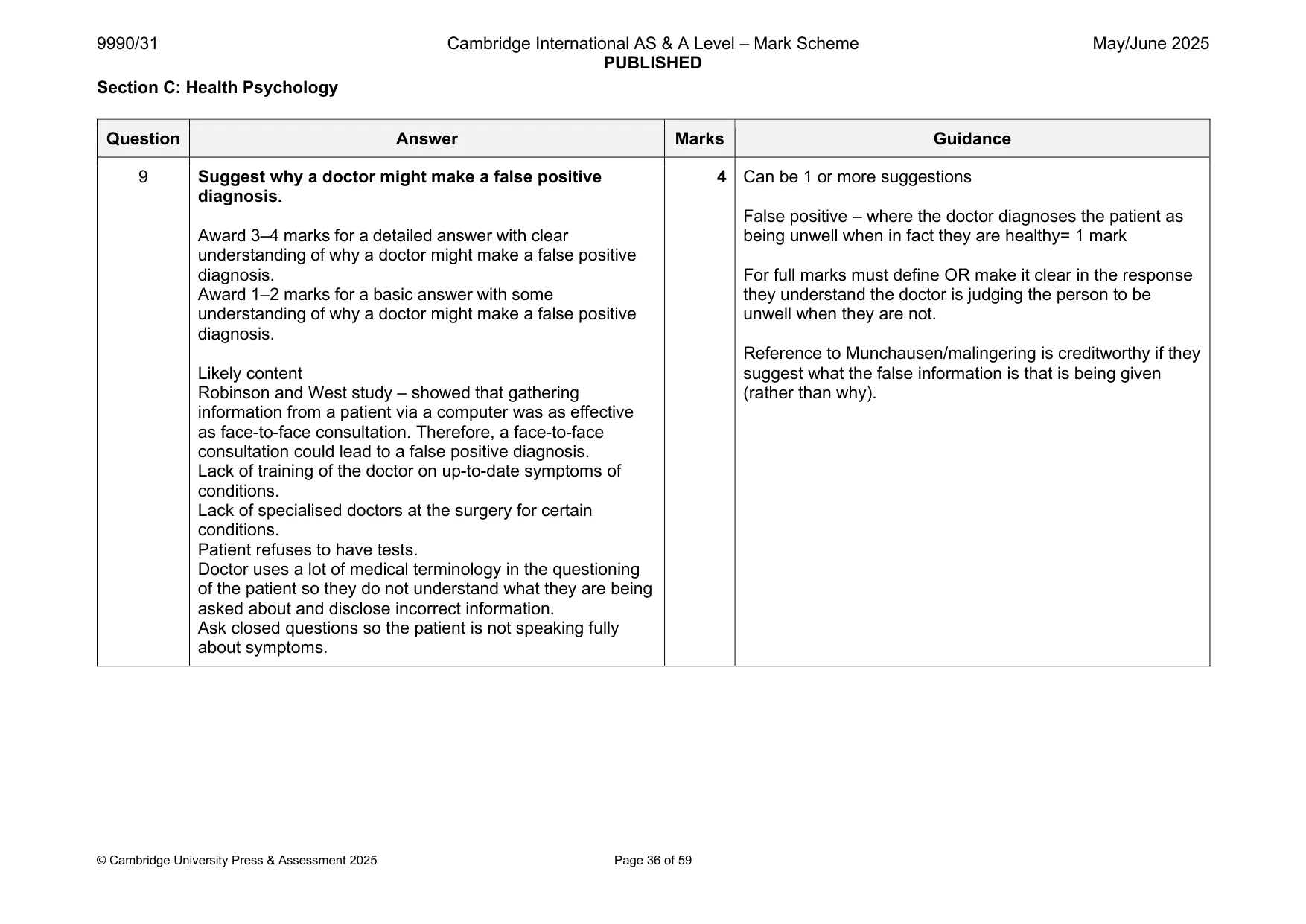Mark scheme, page 36 of 59