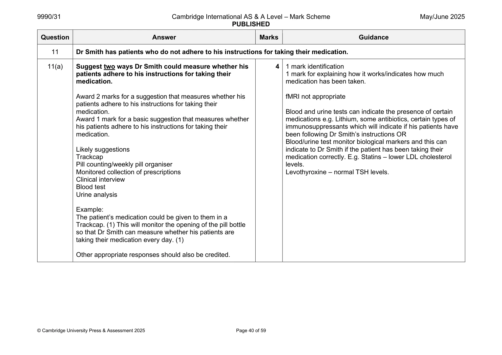 Mark scheme, page 40 of 59