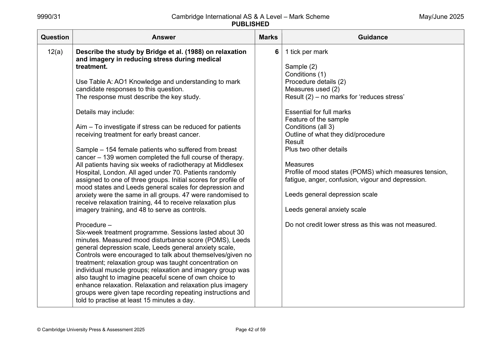 Mark scheme, page 42 of 59