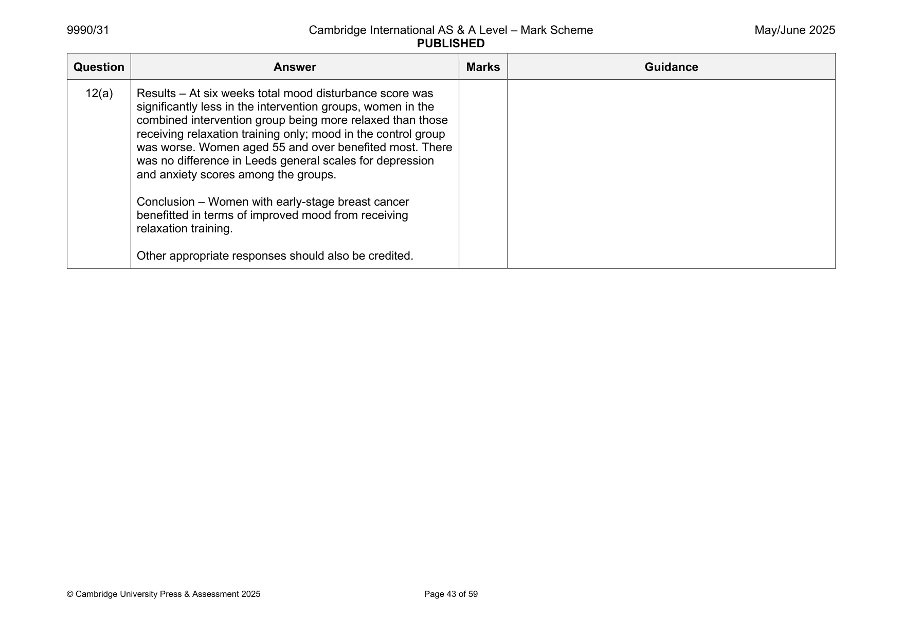 Mark scheme, page 43 of 59