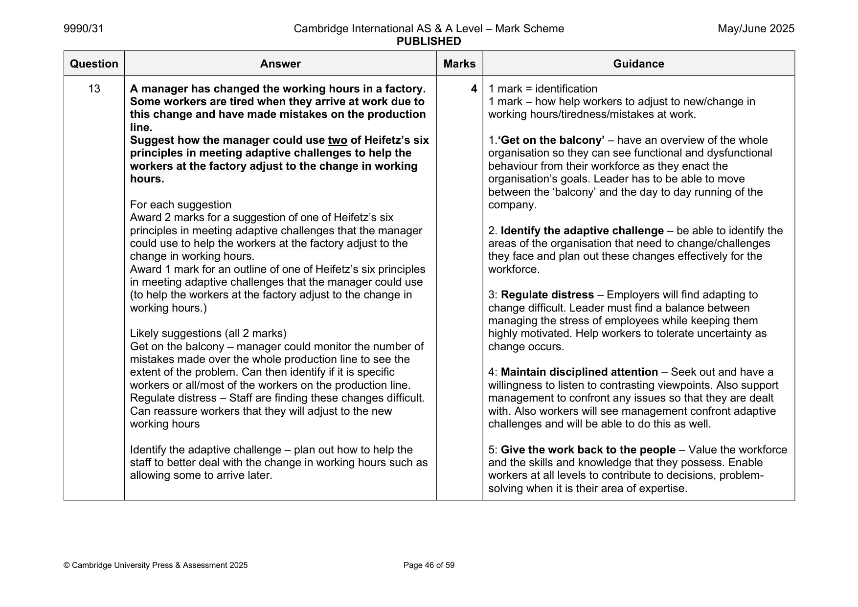 Mark scheme, page 46 of 59