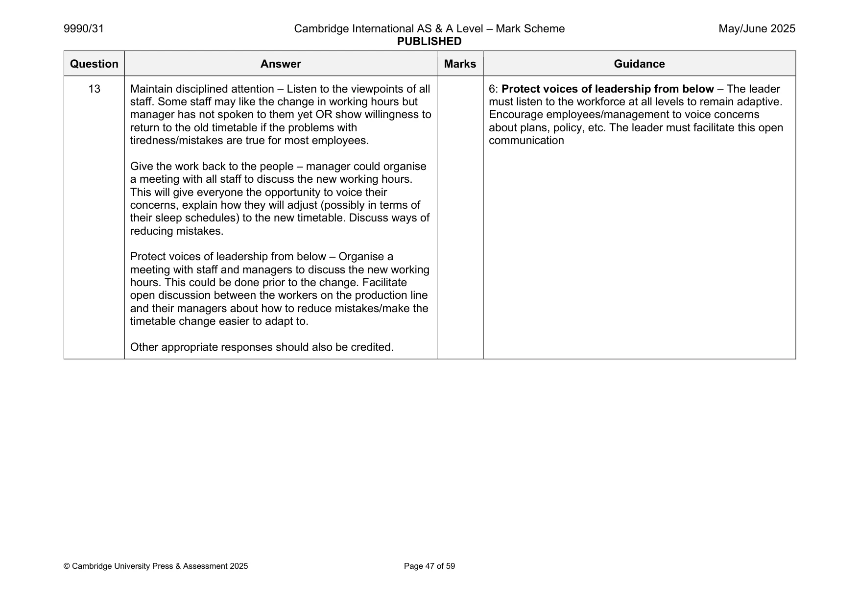 Mark scheme, page 47 of 59