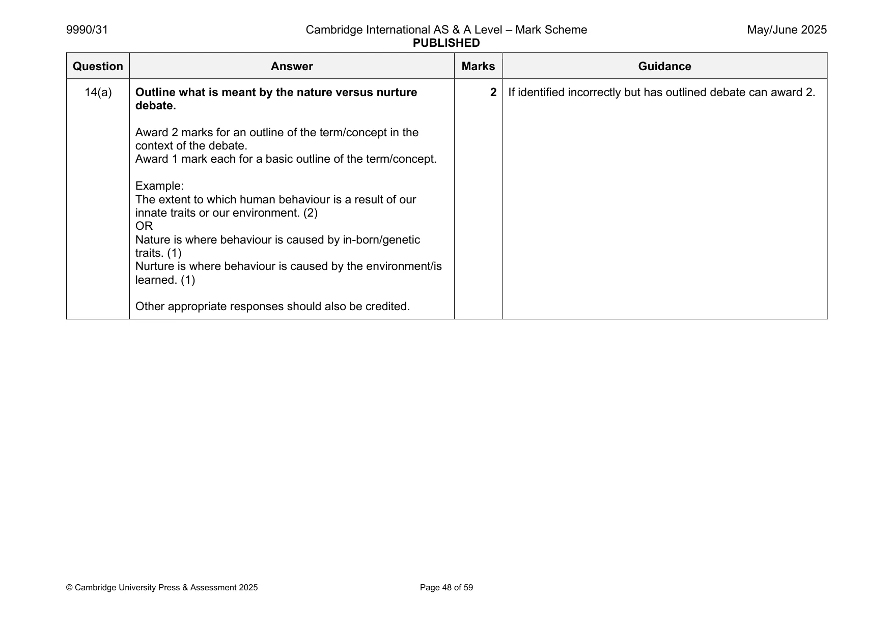 Mark scheme, page 48 of 59