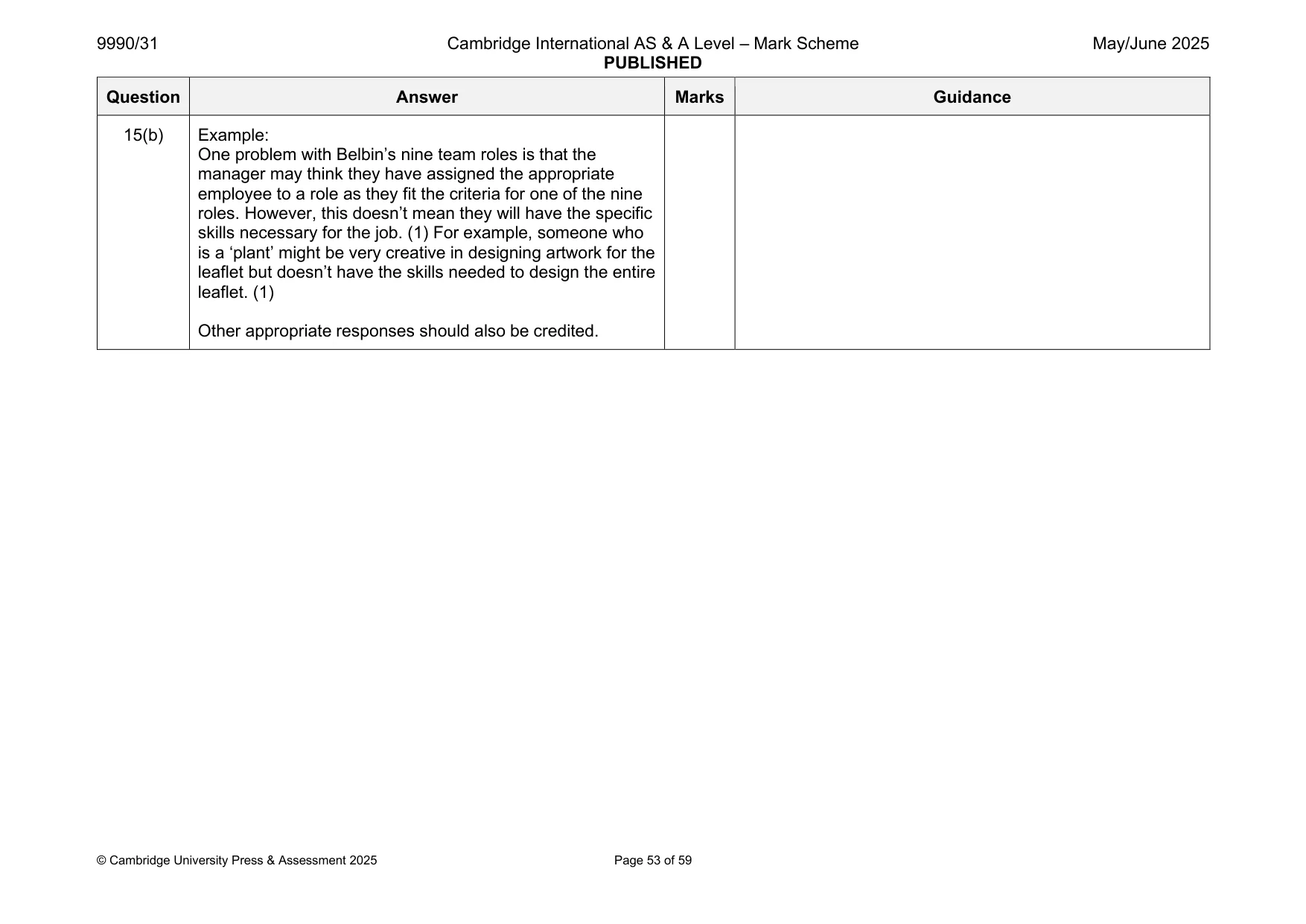 Mark scheme, page 53 of 59