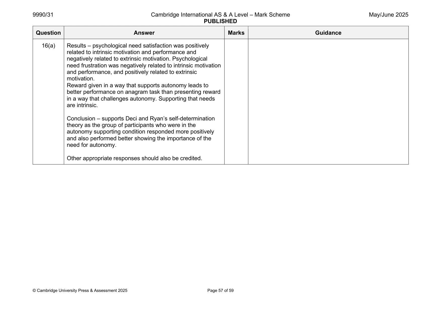 Mark scheme, page 57 of 59