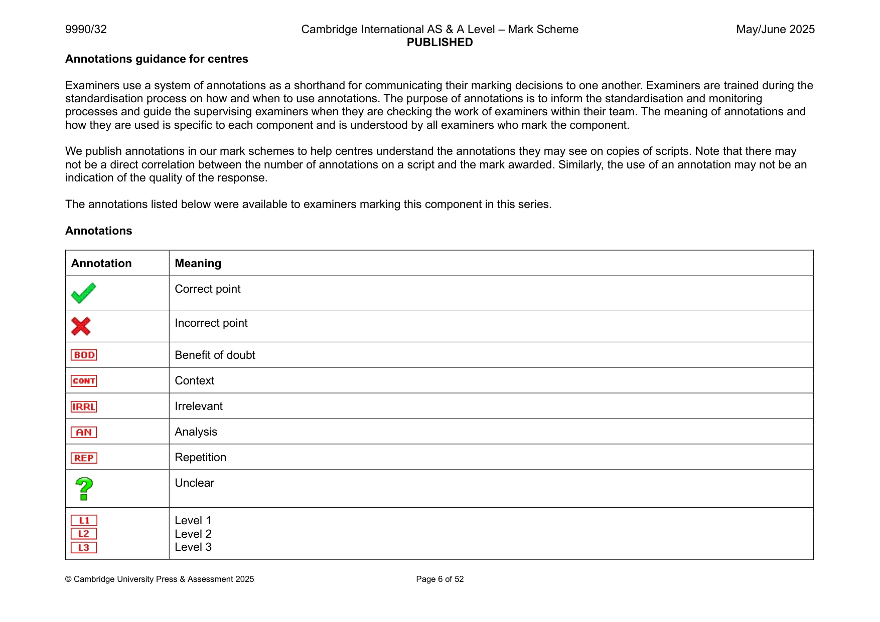 Mark scheme, page 6 of 52