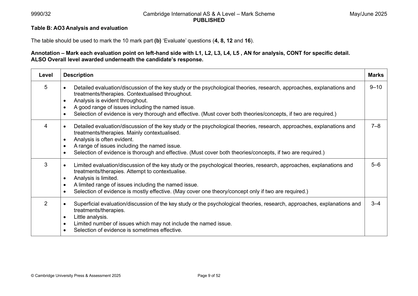 Mark scheme, page 9 of 52