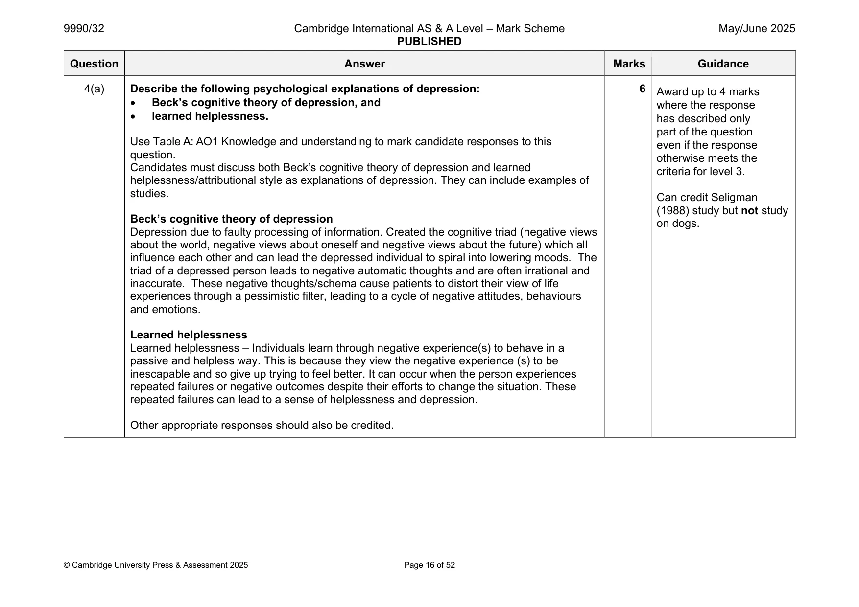 Mark scheme, page 16 of 52