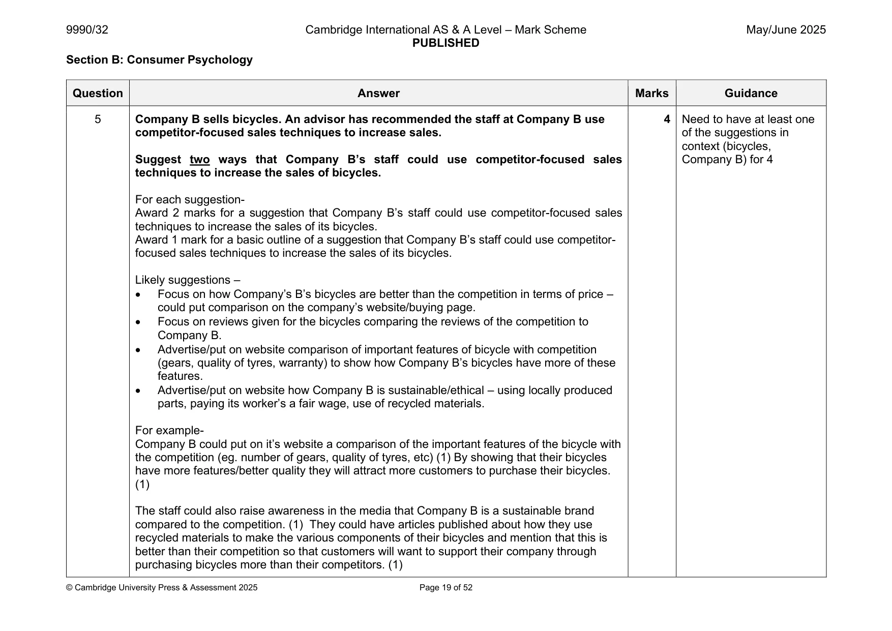 Mark scheme, page 19 of 52