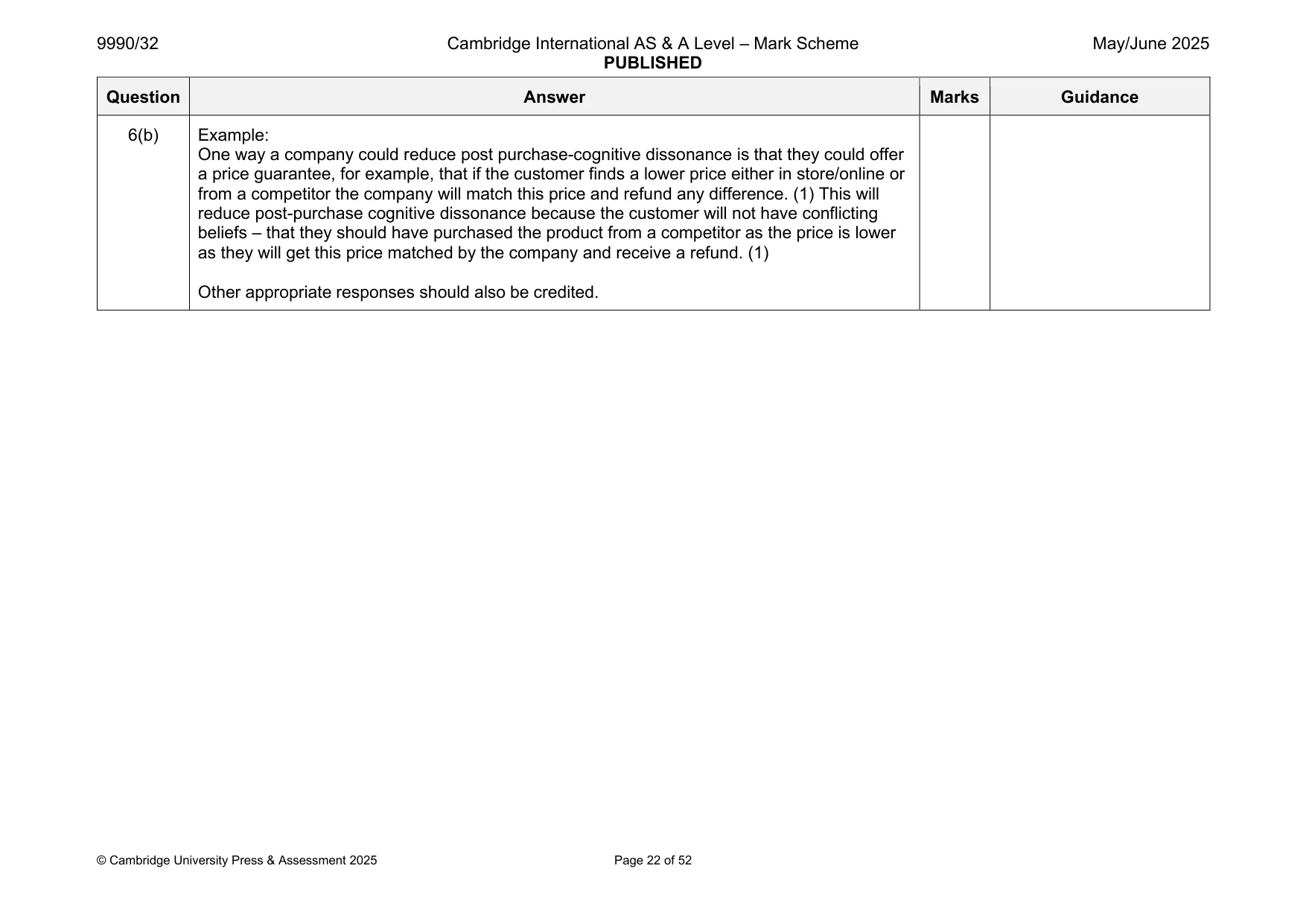 Mark scheme, page 22 of 52