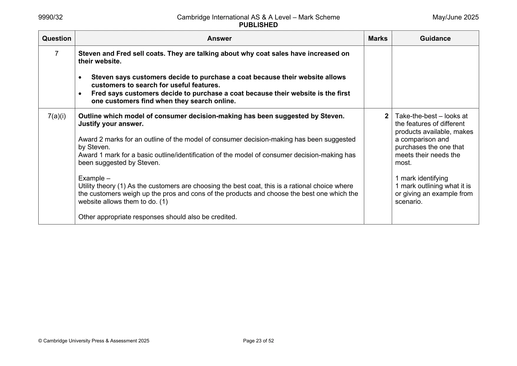 Mark scheme, page 23 of 52