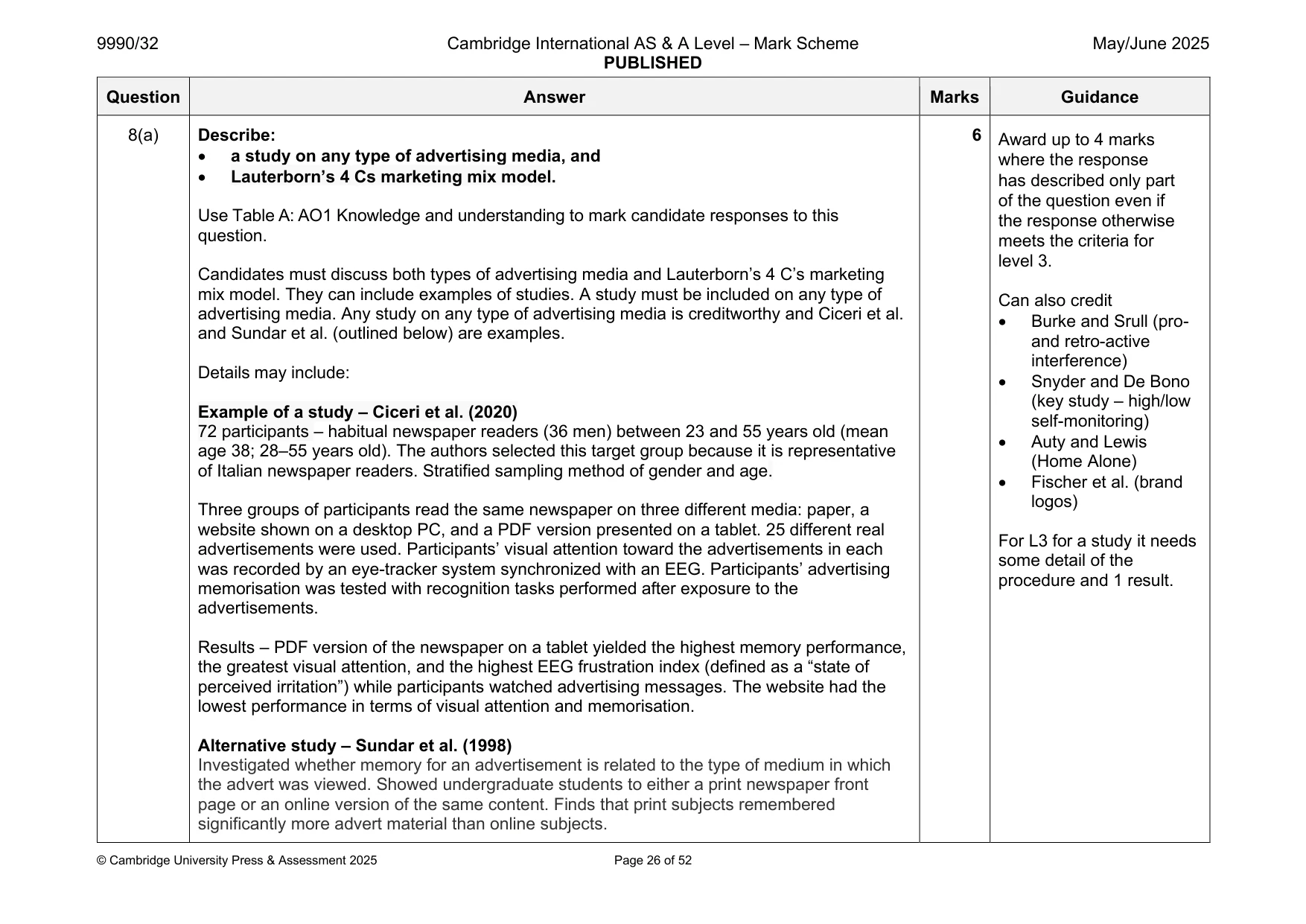Mark scheme, page 26 of 52