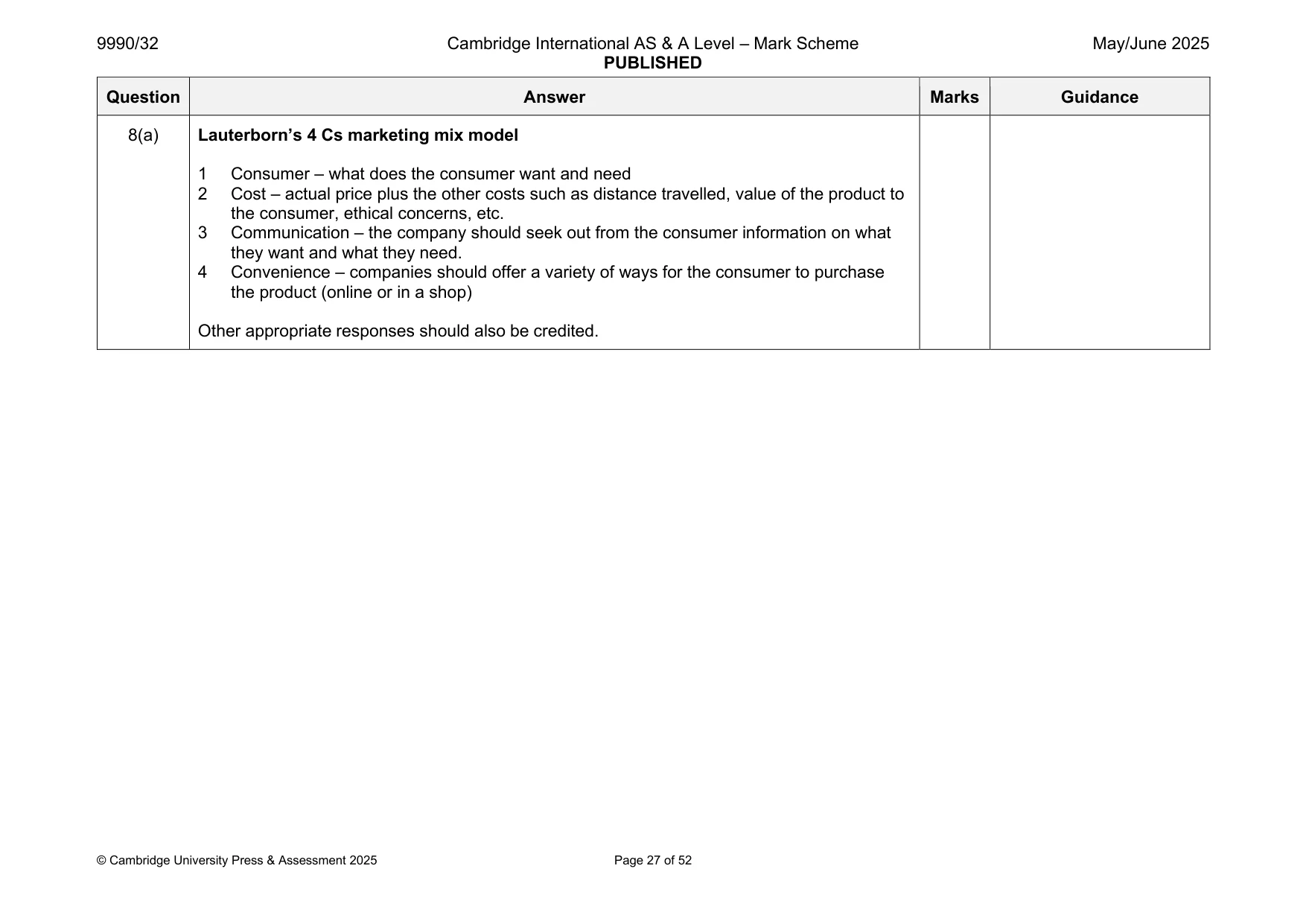 Mark scheme, page 27 of 52