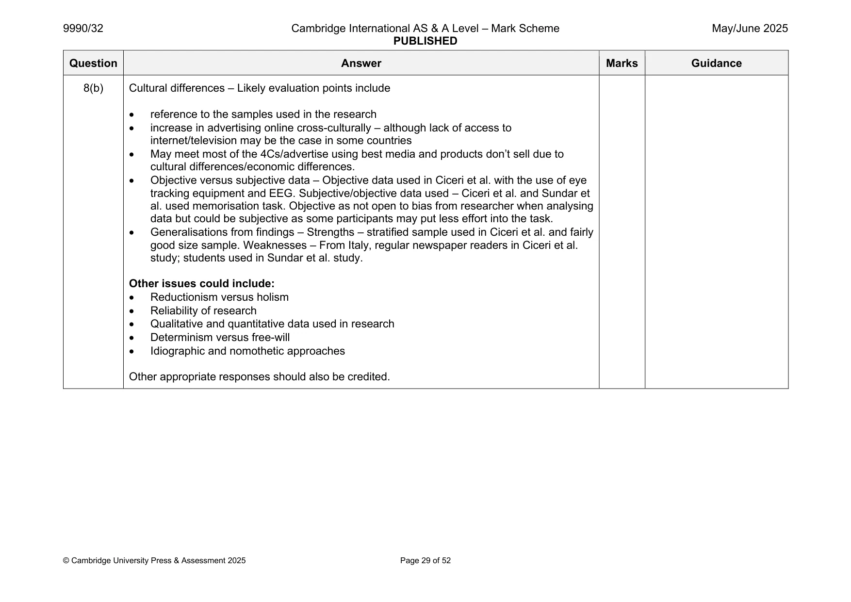 Mark scheme, page 29 of 52