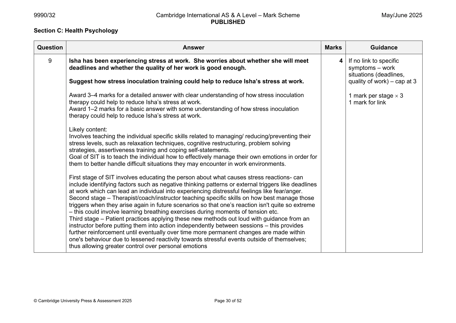 Mark scheme, page 30 of 52