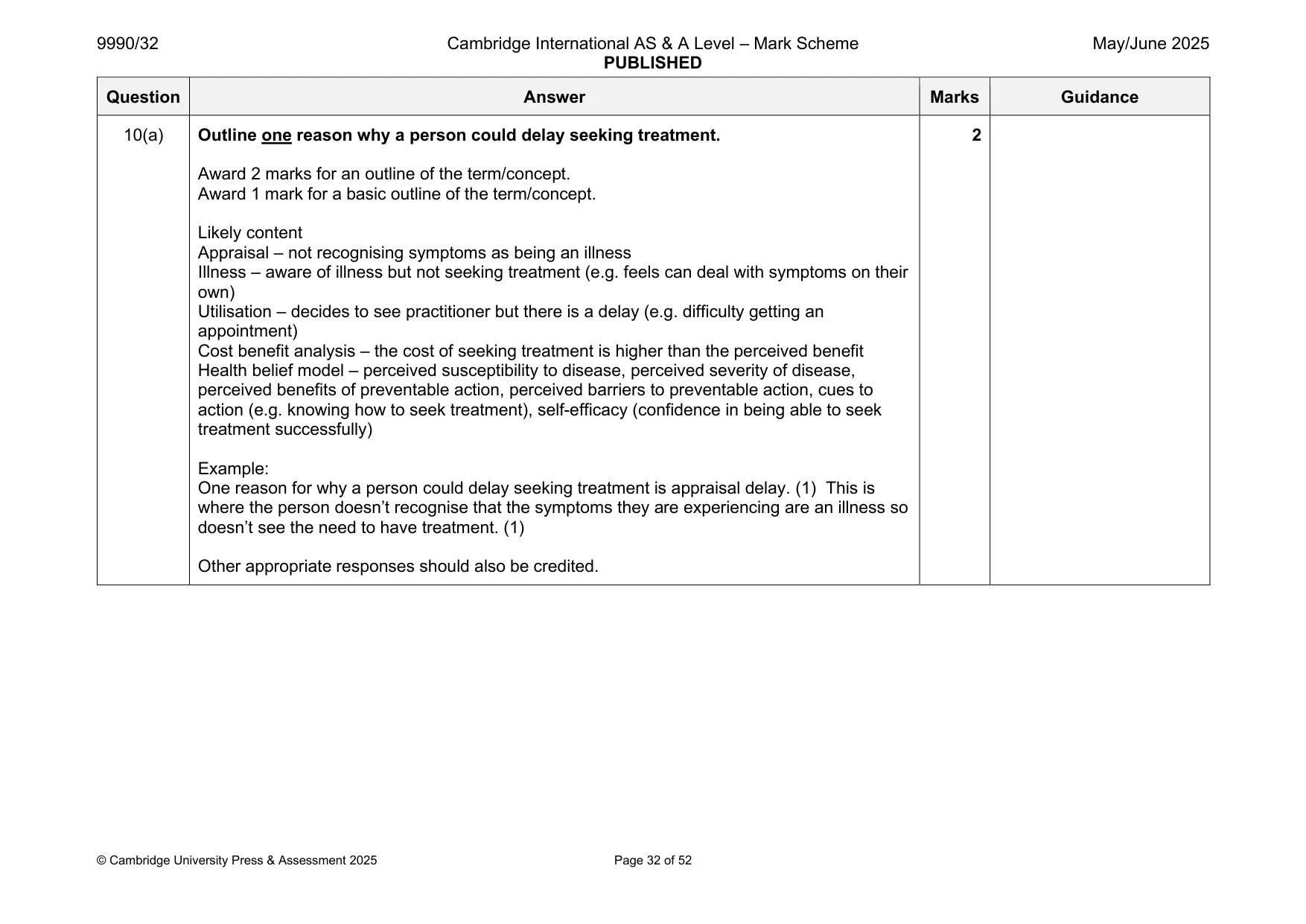 Mark scheme, page 32 of 52