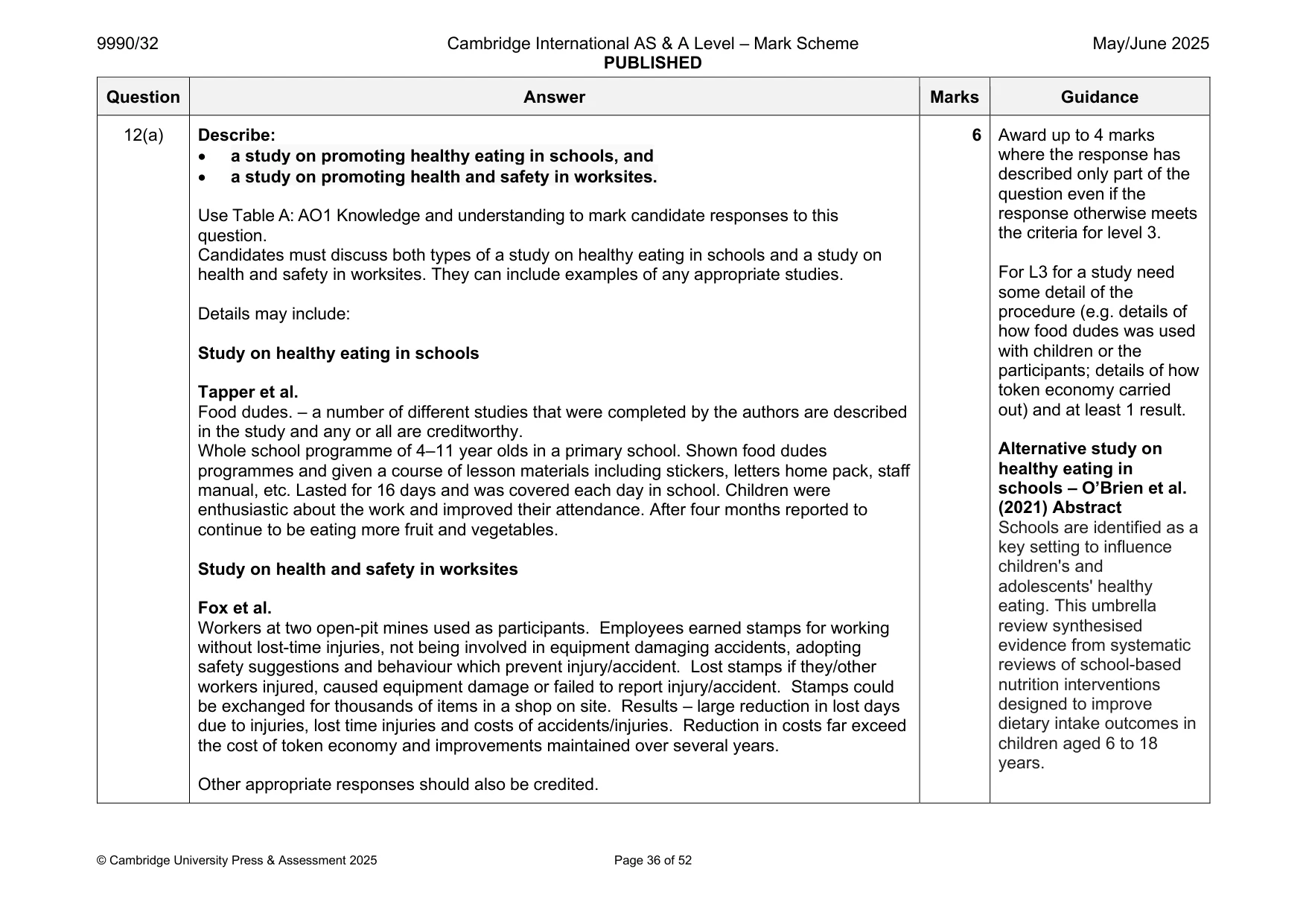 Mark scheme, page 36 of 52