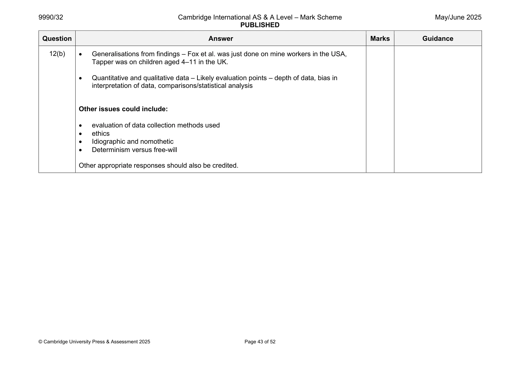 Mark scheme, page 43 of 52