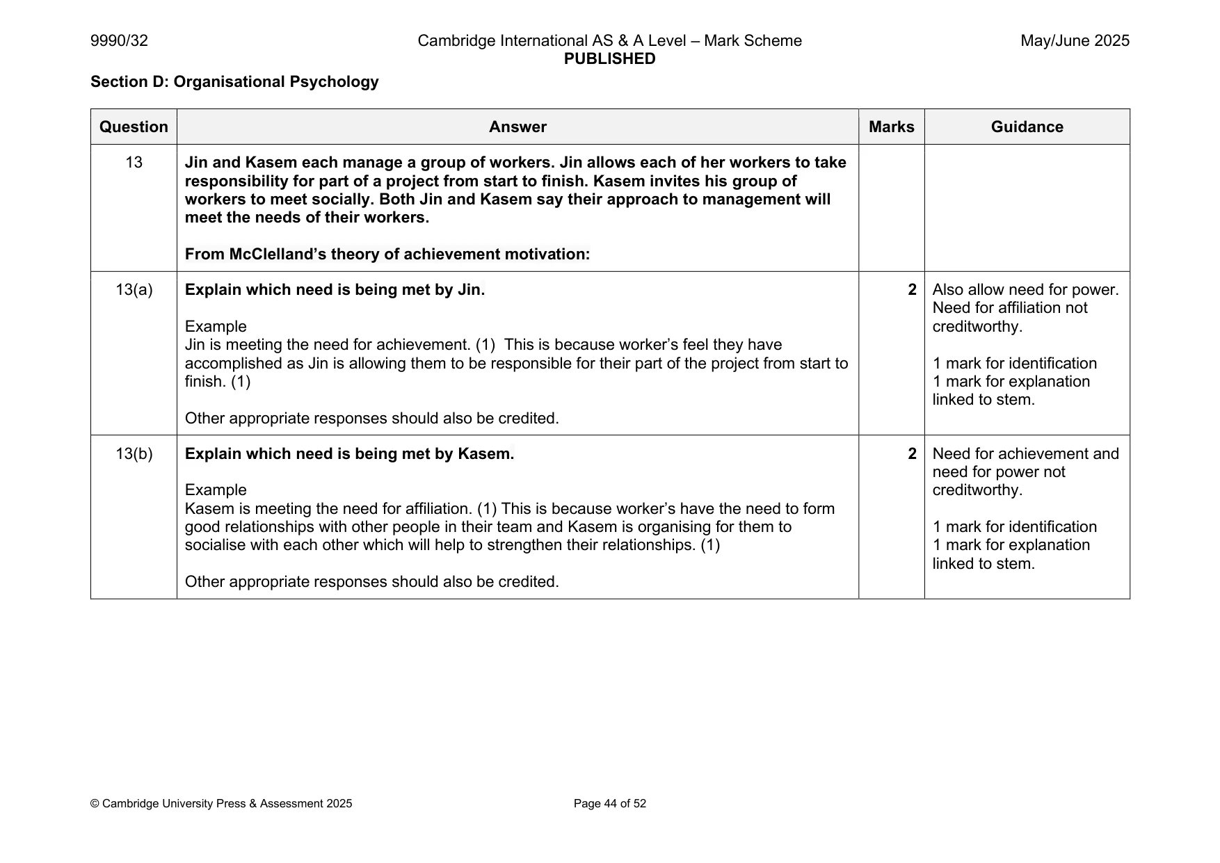 Mark scheme, page 44 of 52