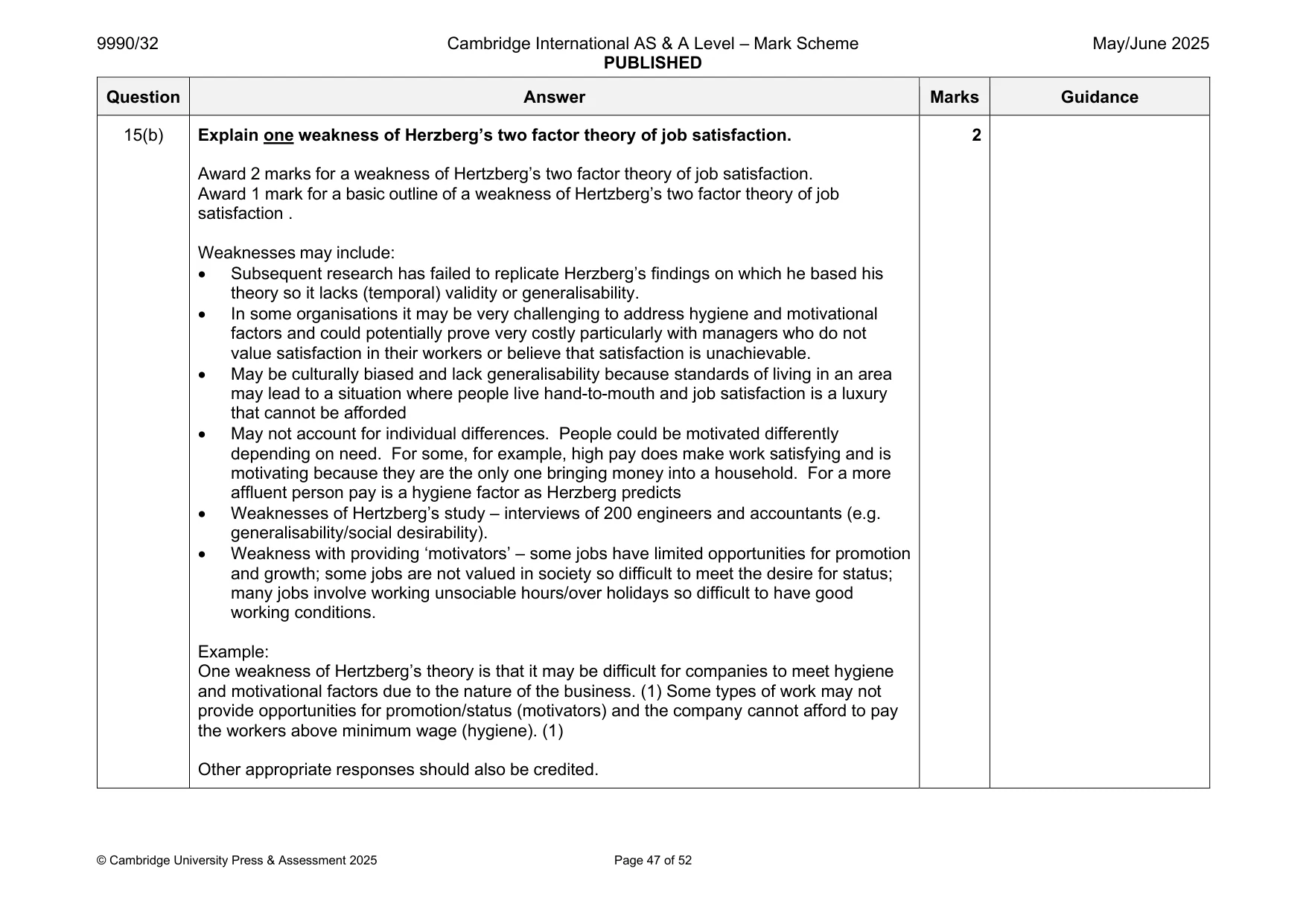 Mark scheme, page 47 of 52