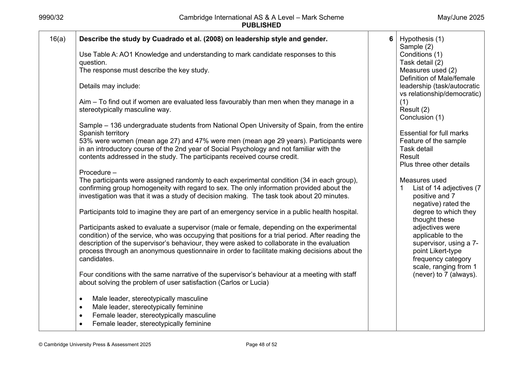 Mark scheme, page 48 of 52