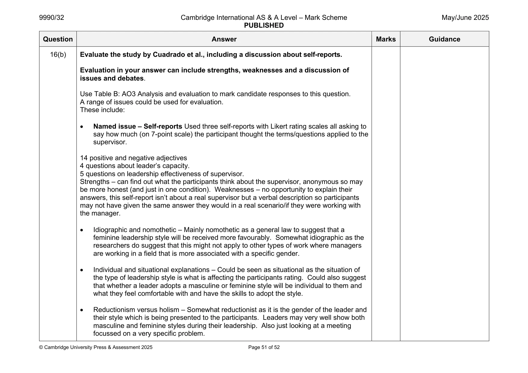 Mark scheme, page 51 of 52
