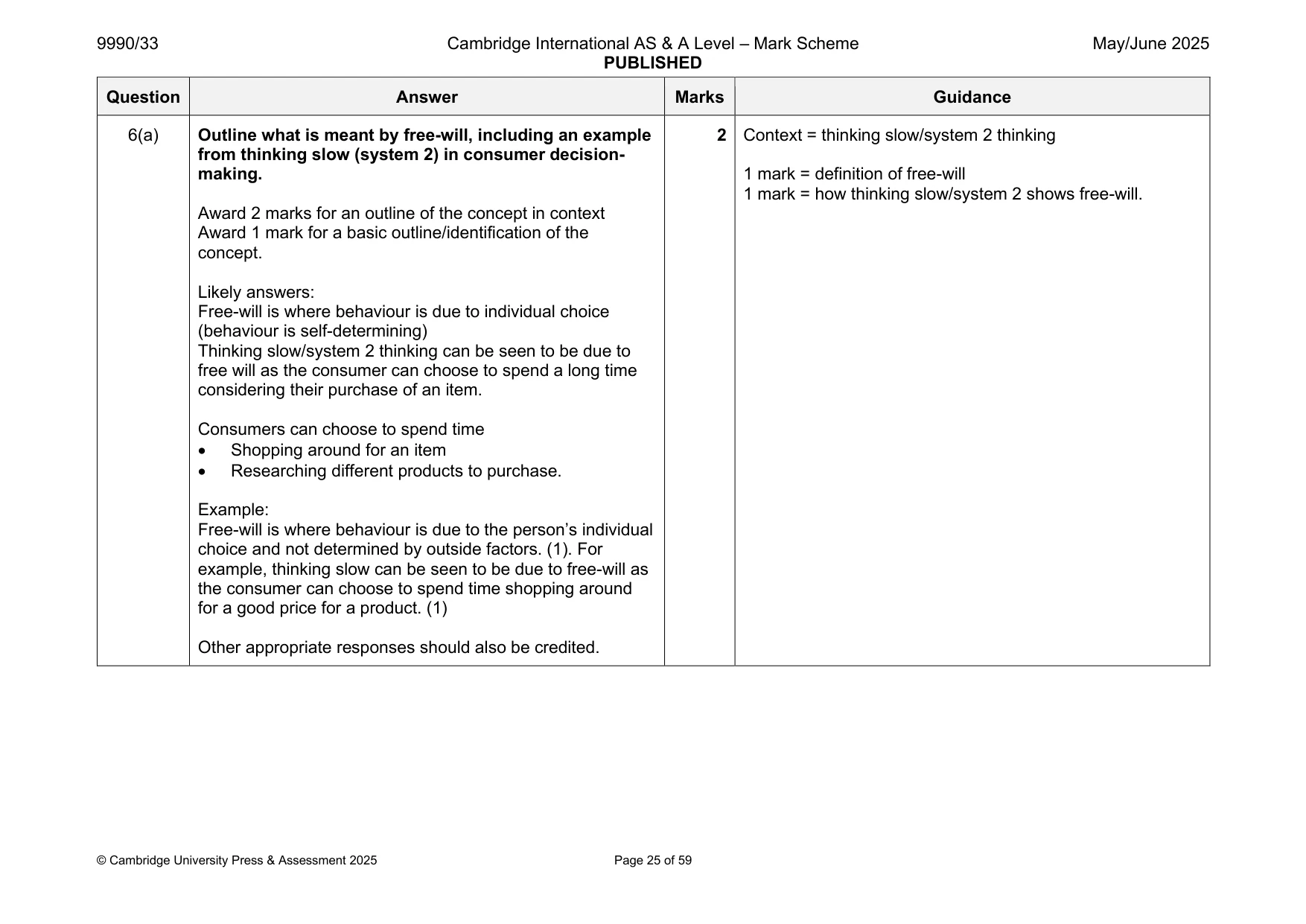 Mark scheme, page 25 of 59