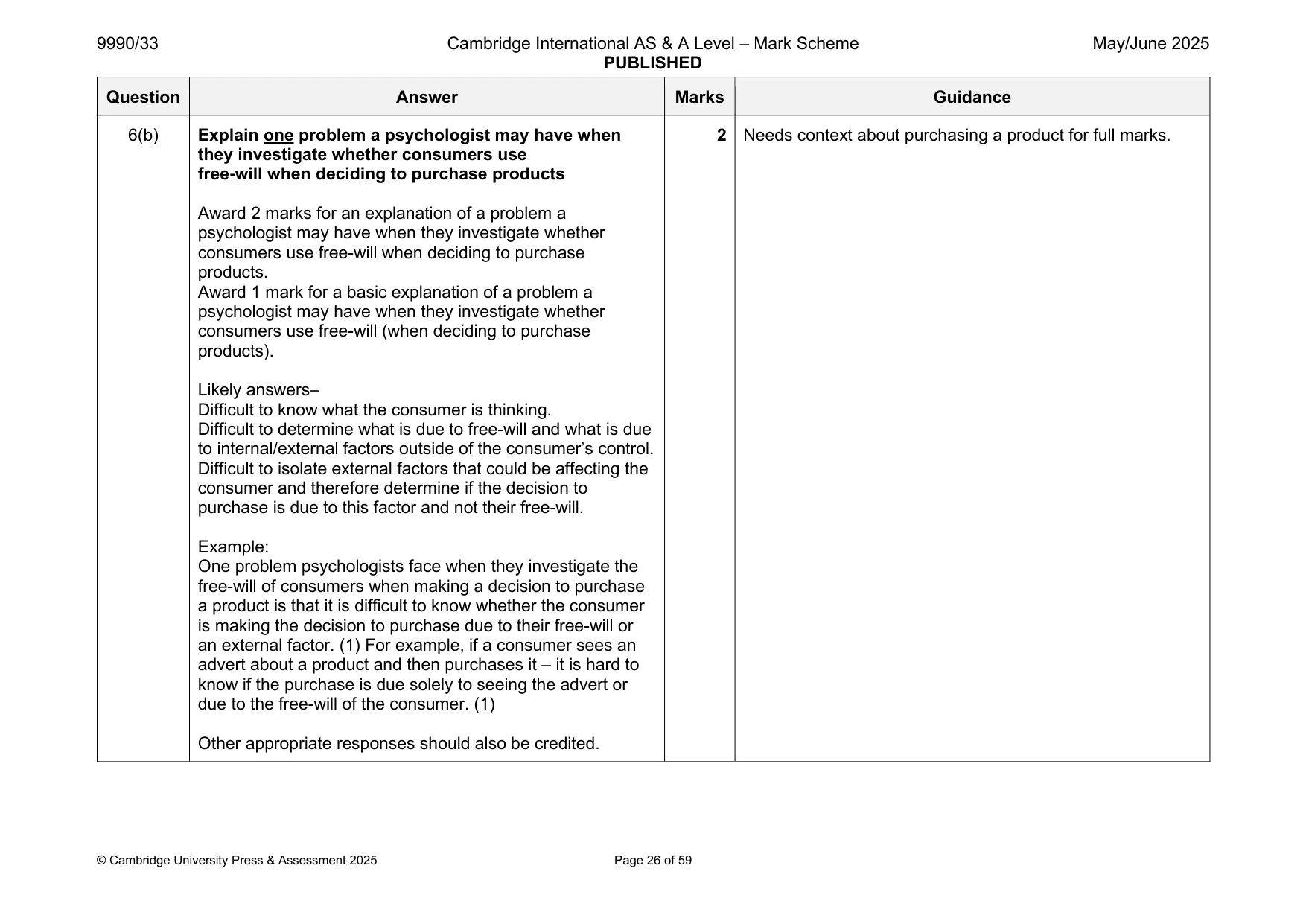 Mark scheme, page 26 of 59