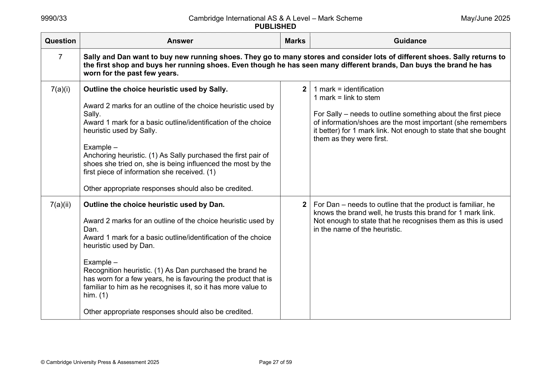 Mark scheme, page 27 of 59