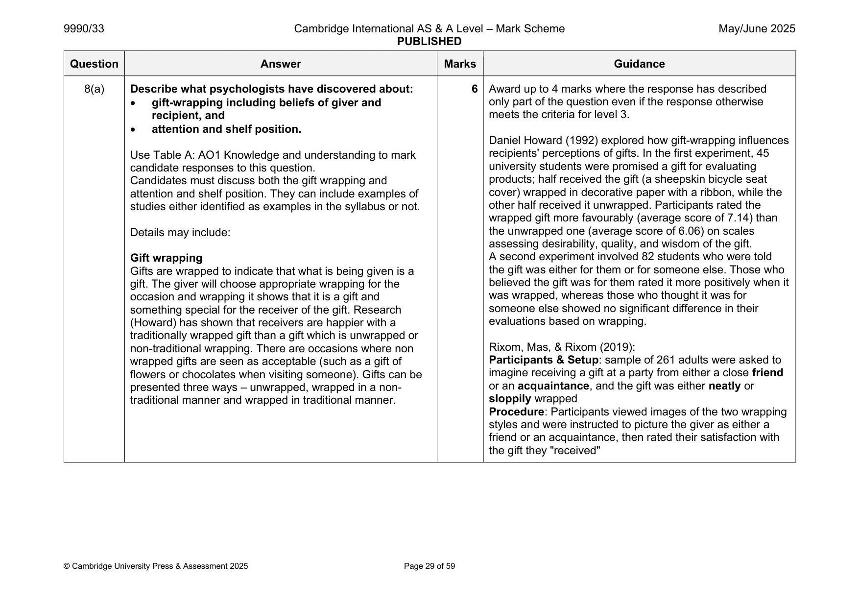 Mark scheme, page 29 of 59