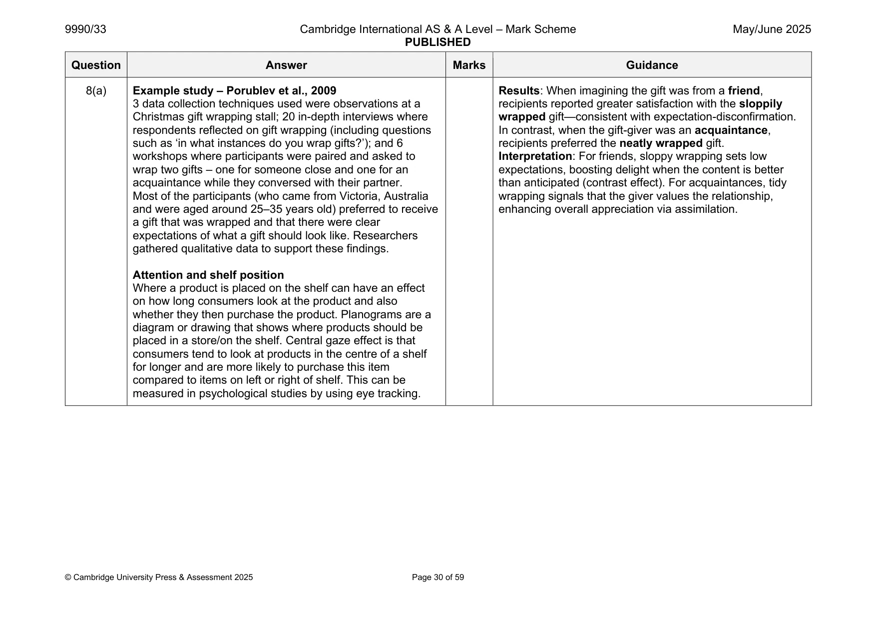 Mark scheme, page 30 of 59