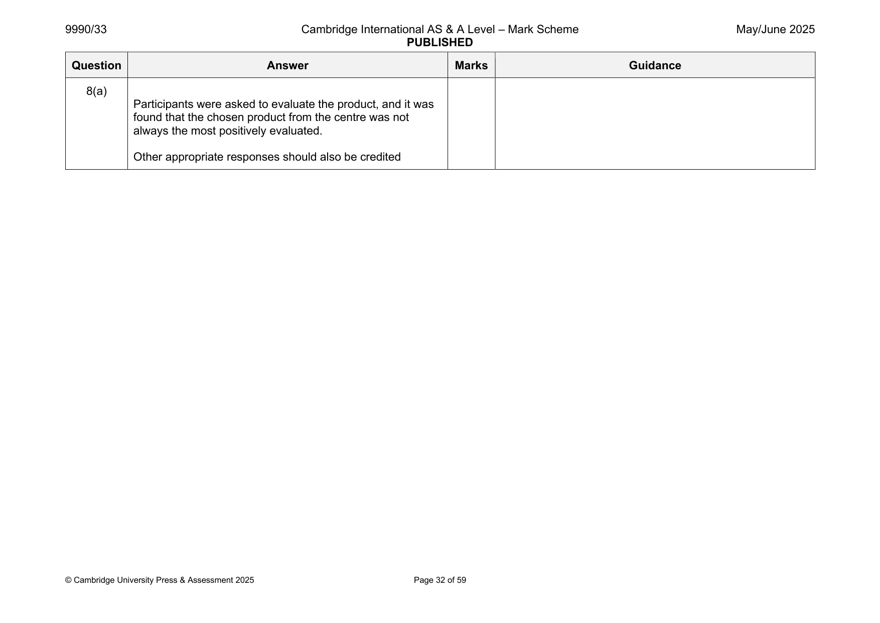Mark scheme, page 32 of 59