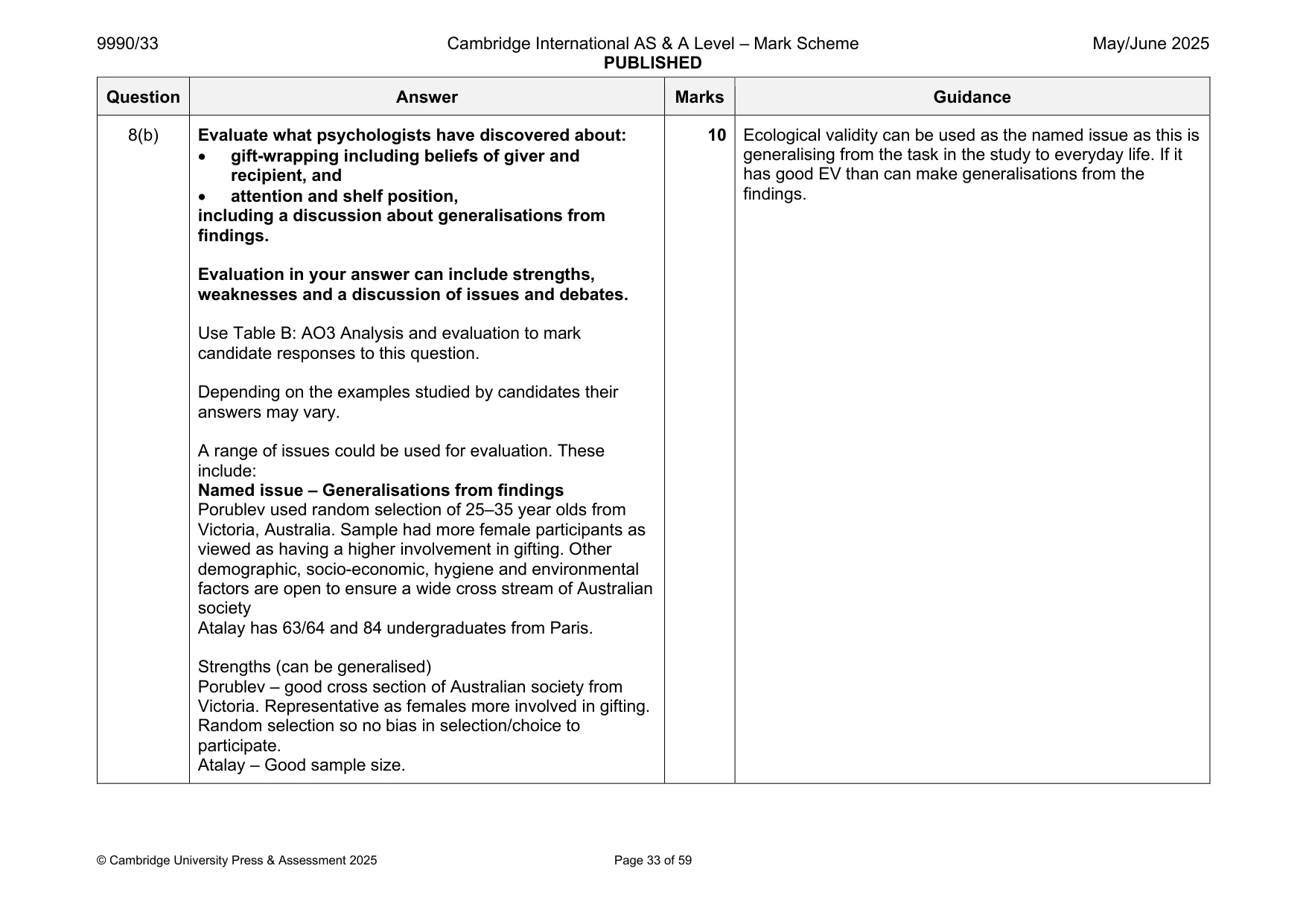 Mark scheme, page 33 of 59