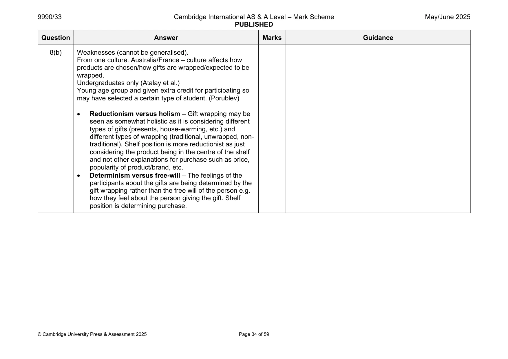 Mark scheme, page 34 of 59