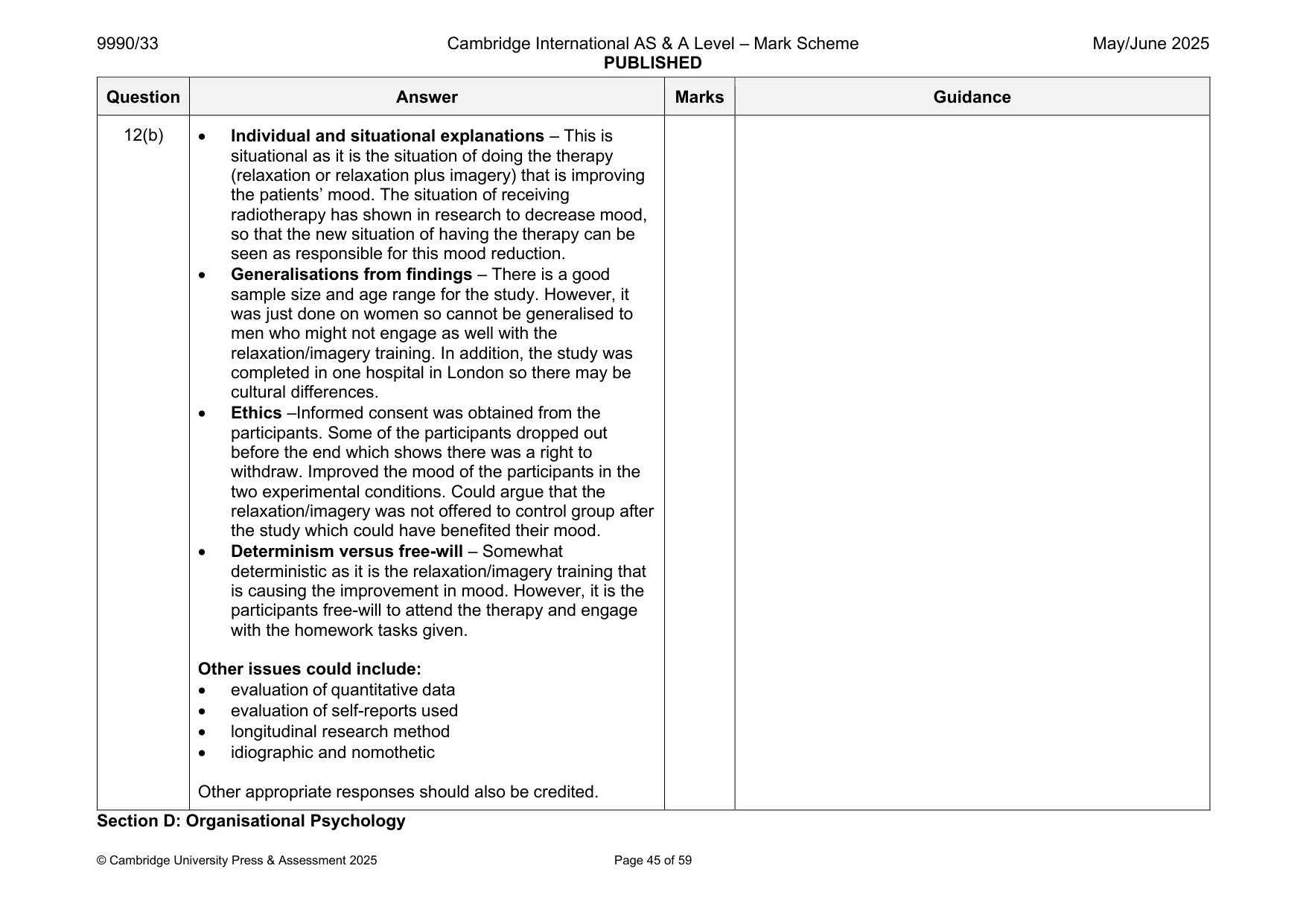 Mark scheme, page 45 of 59