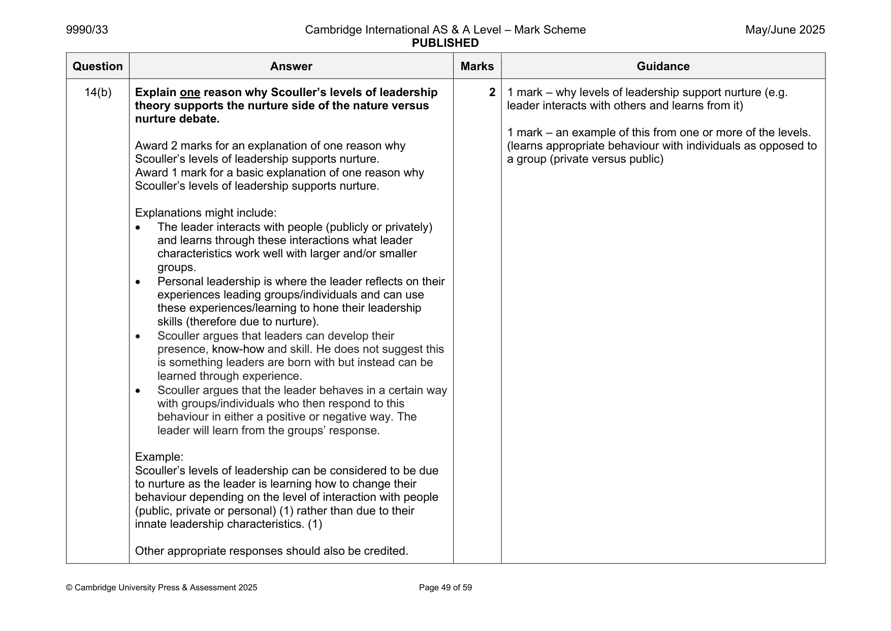 Mark scheme, page 49 of 59