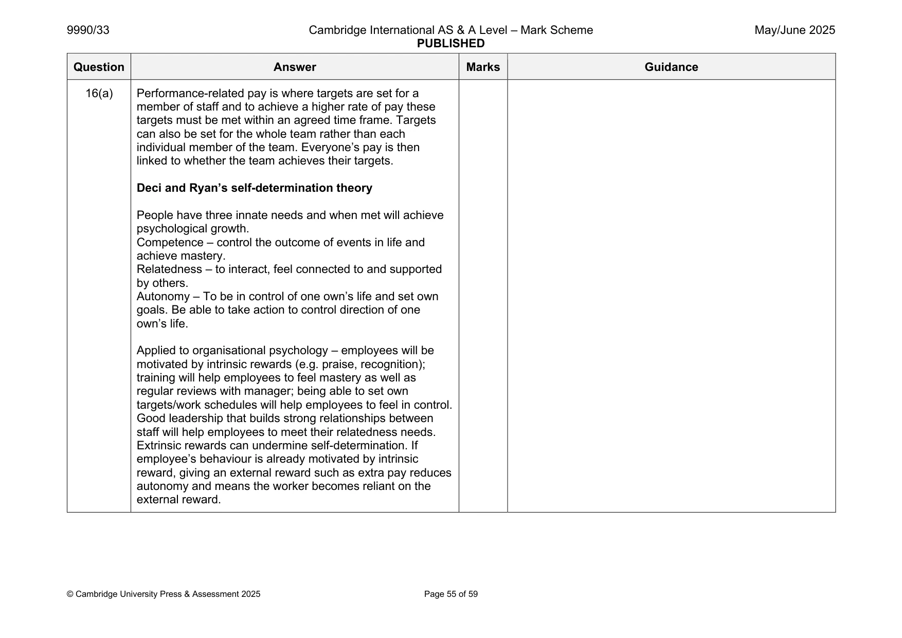 Mark scheme, page 55 of 59