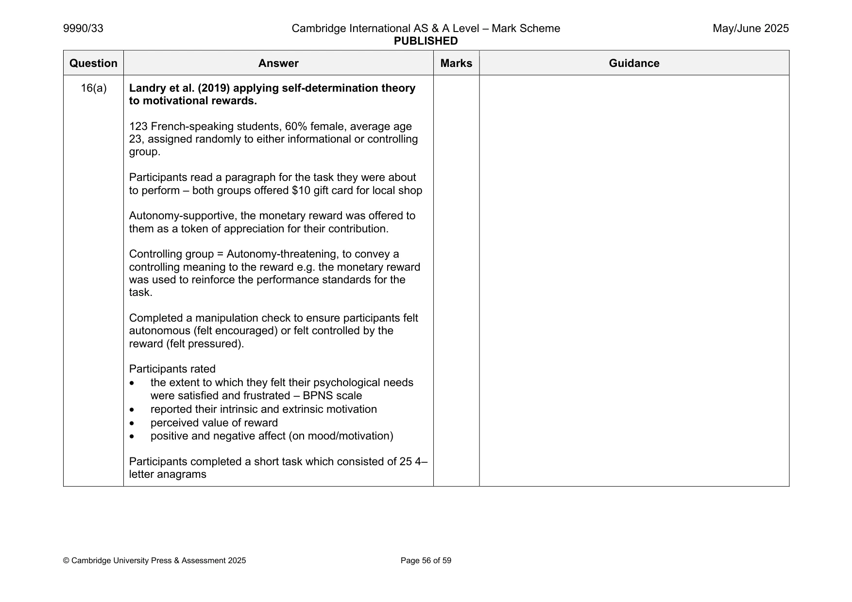 Mark scheme, page 56 of 59