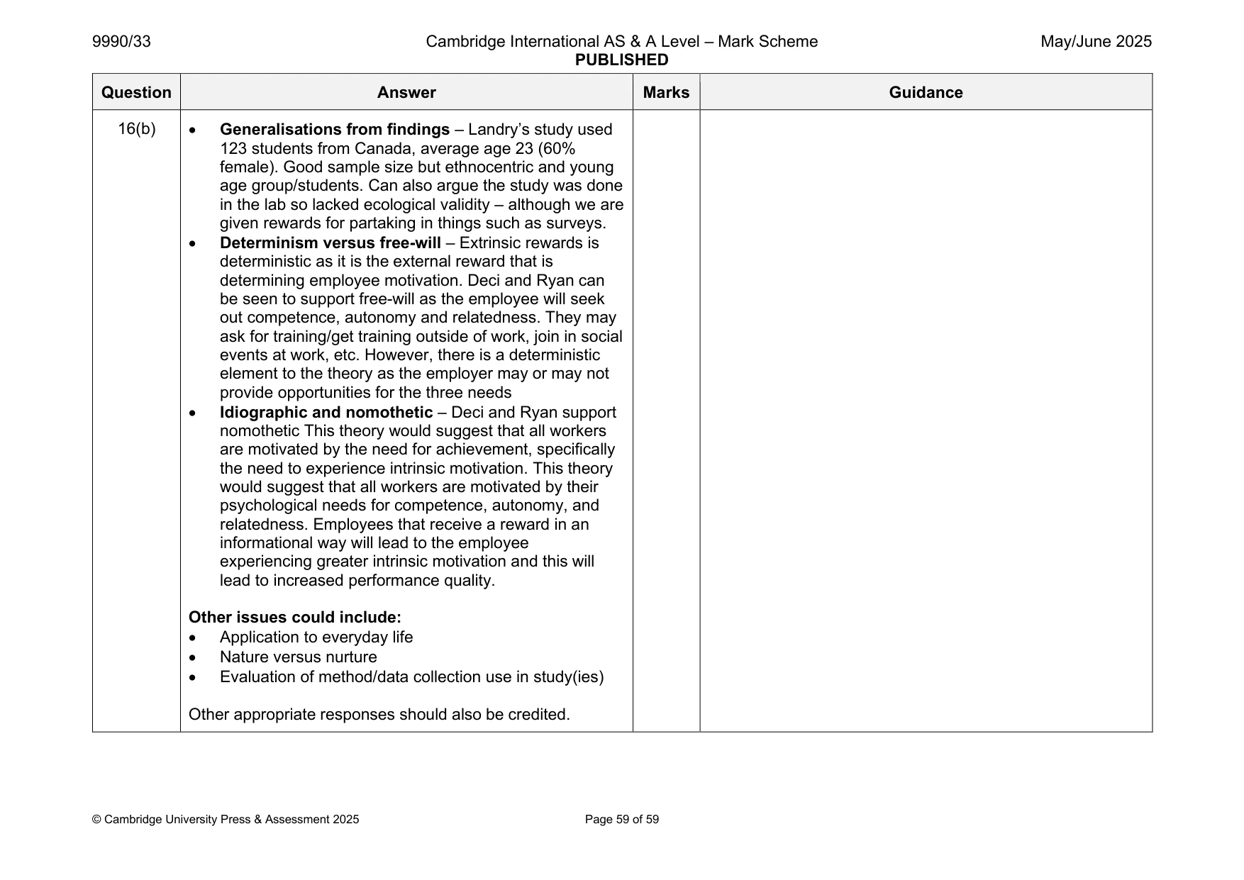 Mark scheme, page 59 of 59