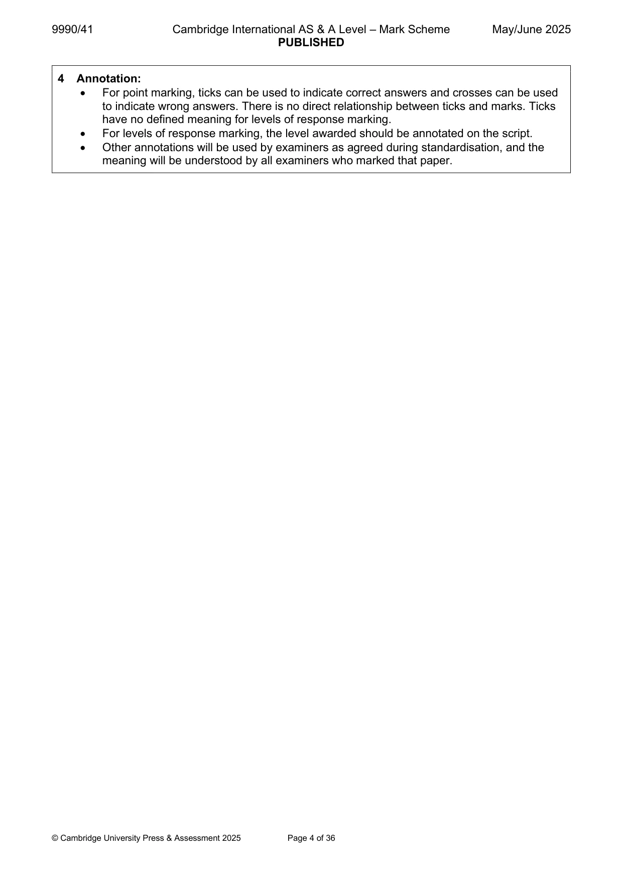 Mark scheme, page 4 of 36